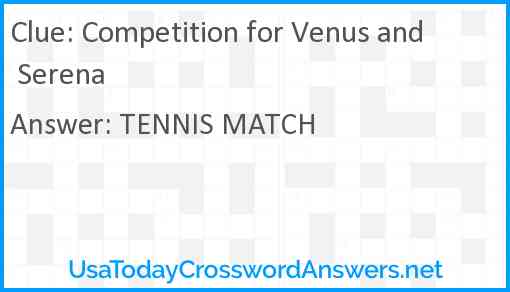 Competition for Venus and Serena Answer