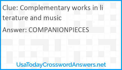 Complementary works in literature and music Answer