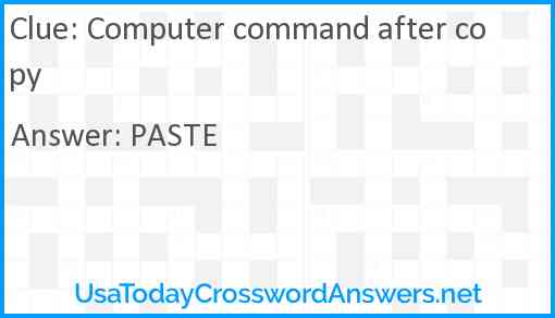 Computer command after copy Answer