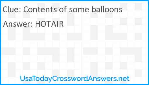 Contents of some balloons Answer