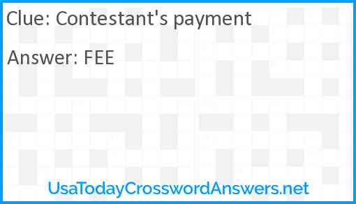 Contestant's payment Answer