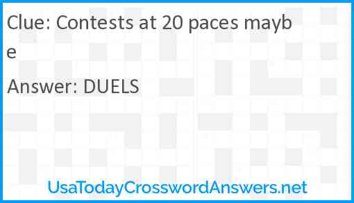 Contests at 20 paces maybe Answer