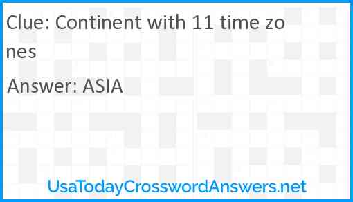 Continent with 11 time zones Answer