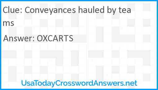 Conveyances hauled by teams Answer