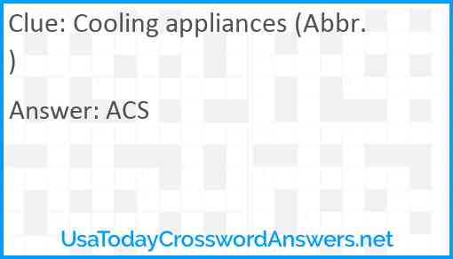 Cooling appliances (Abbr.) Answer