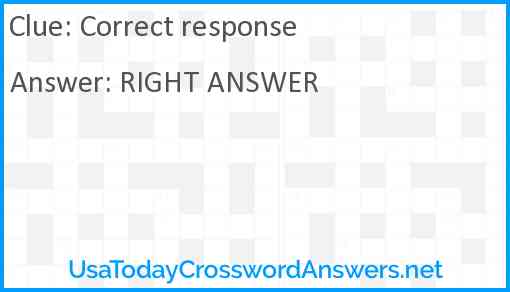 Correct response Answer