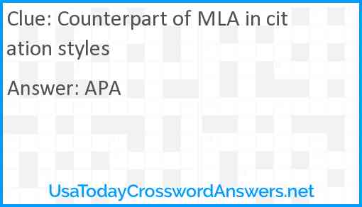 Counterpart of MLA in citation styles Answer