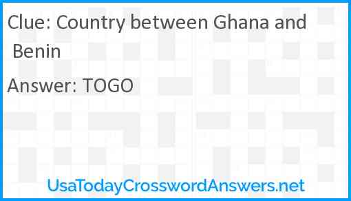Country between Ghana and Benin Answer