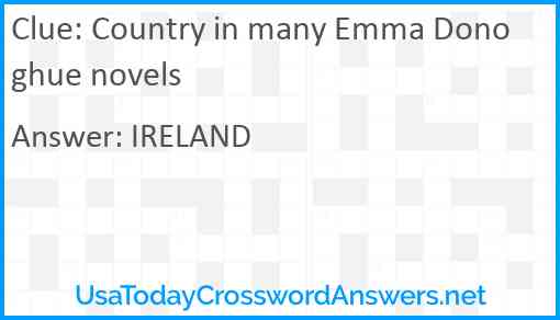 Country in many Emma Donoghue novels Answer