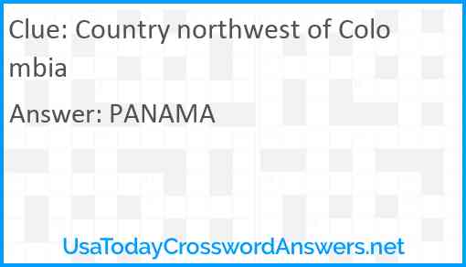 Country northwest of Colombia Answer
