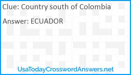 Country south of Colombia Answer