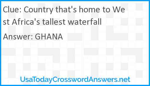 Country that's home to West Africa's tallest waterfall Answer