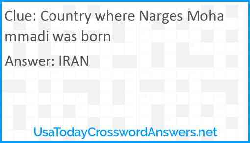 Country where Narges Mohammadi was born Answer