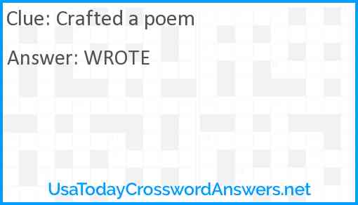 Crafted a poem Answer
