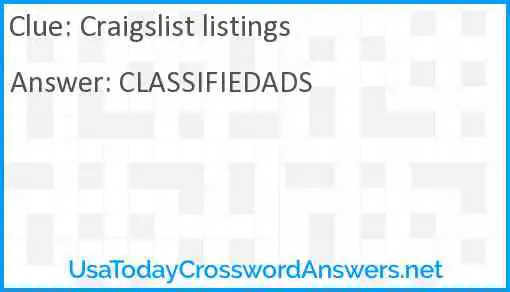 Craigslist listings Answer