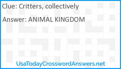 Critters, collectively Answer