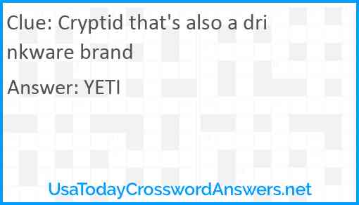 Cryptid that's also a drinkware brand Answer