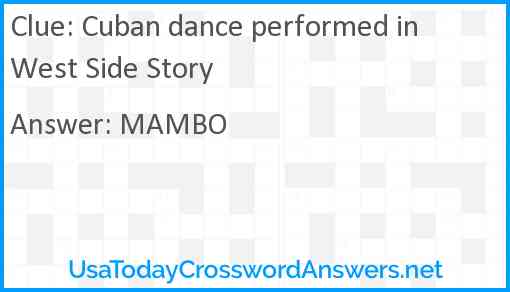 Cuban dance performed in West Side Story Answer