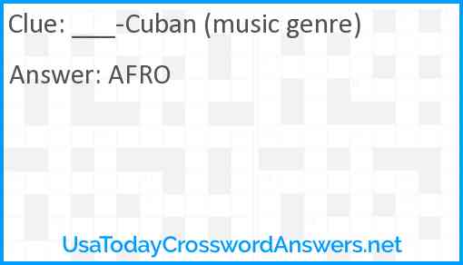 Cuban music genre Answer