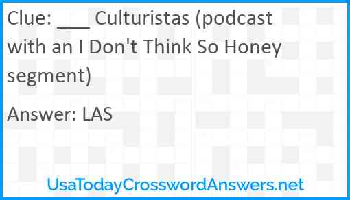 ___ Culturistas (podcast with an I Don't Think So Honey segment) Answer