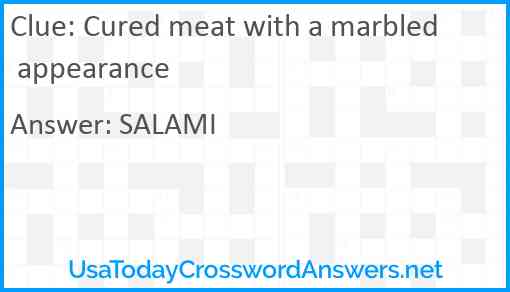 Cured meat with a marbled appearance Answer