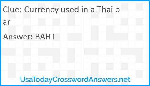 Currency used in a Thai bar Answer