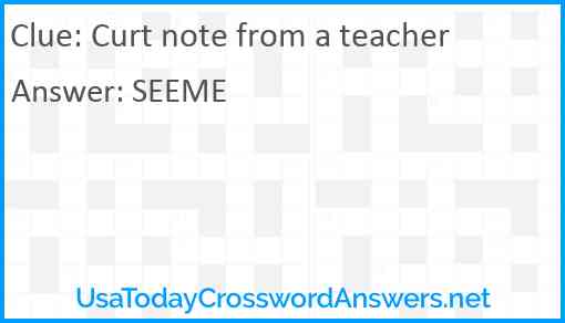 Curt note from a teacher Answer