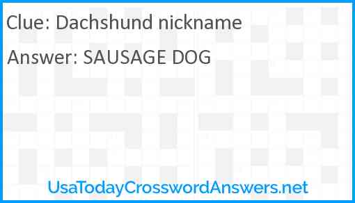 Dachshund nickname Answer