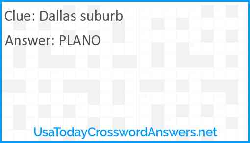 Dallas suburb Answer