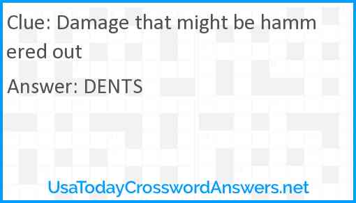 Damage that might be hammered out Answer