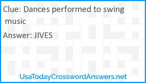 Dances performed to swing music Answer