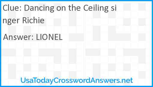 Dancing on the Ceiling singer Richie Answer