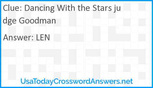 Dancing With the Stars judge Goodman Answer