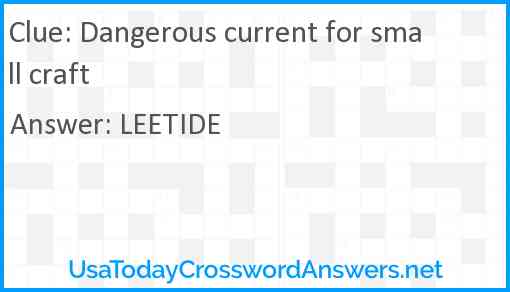 Dangerous current for small craft Answer