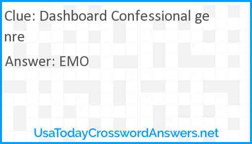 Dashboard Confessional genre Answer