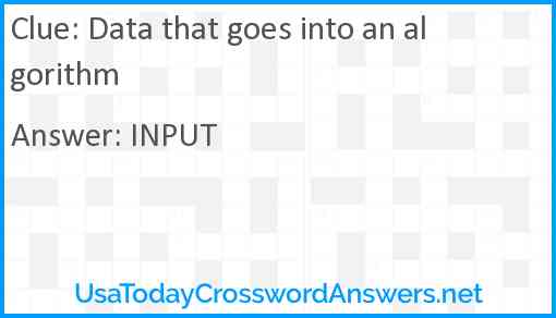 Data that goes into an algorithm Answer