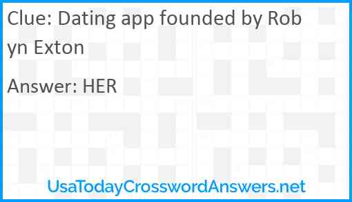 Dating app founded by Robyn Exton Answer