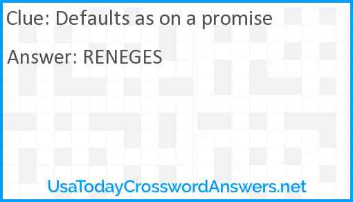 Defaults as on a promise Answer