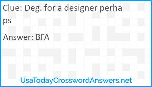 Deg. for a designer perhaps Answer