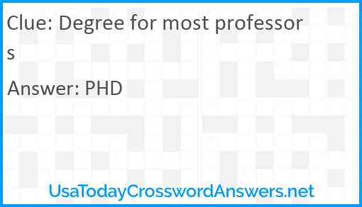 Degree for most professors Answer