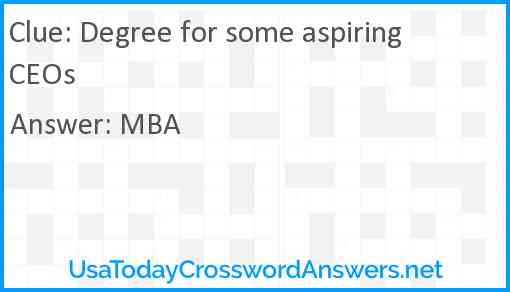 Degree for some aspiring CEOs Answer