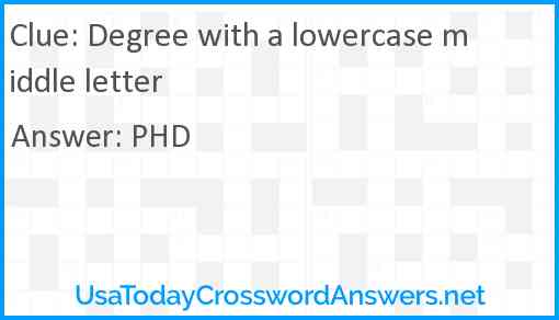 Degree with a lowercase middle letter Answer