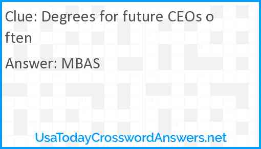 Degrees for future CEOs often Answer