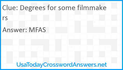 Degrees for some filmmakers Answer