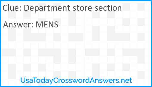 Department store section Answer