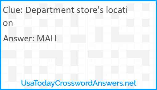 Department store's location Answer