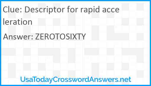 Descriptor for rapid acceleration Answer