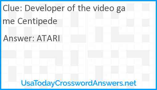 Developer of the video game Centipede Answer