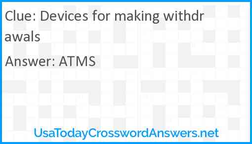 Devices for making withdrawals Answer