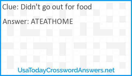 Didn't go out for food Answer